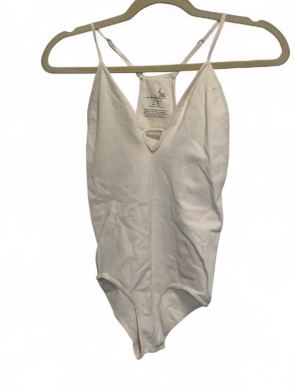 Free People White One-Piece Bodysuit with Thin Straps